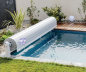 Preview: GFK-Pool ROMA mit Technik und Oberflur Rollladen-Abdeckung 760x350x155 cm
