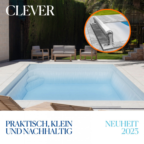 MON de PRA Clever 1 | 300x300x140cm GFK Pool Set mit Oberflur Rollladen