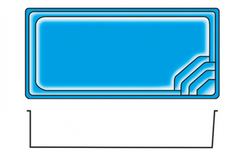 GFK Pool Nova Confort mit Technik und Oberflur Rollladen-Abdeckung 800 x 368 x 158 cm