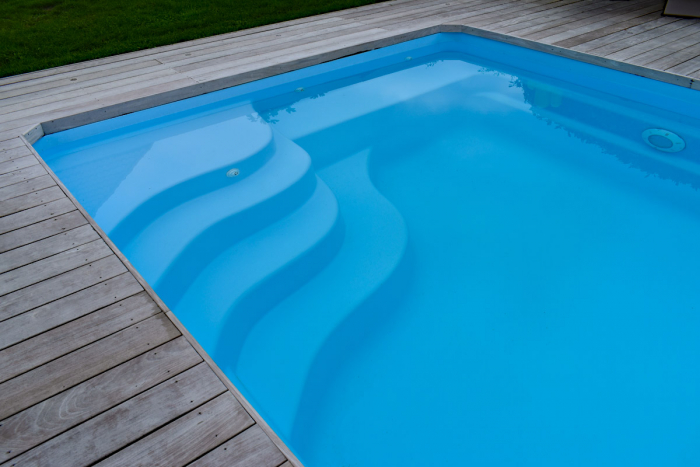 MON de PRA Unique 6 | 610x330x150cm GFK Pool Set mit Oberflur Rollladen