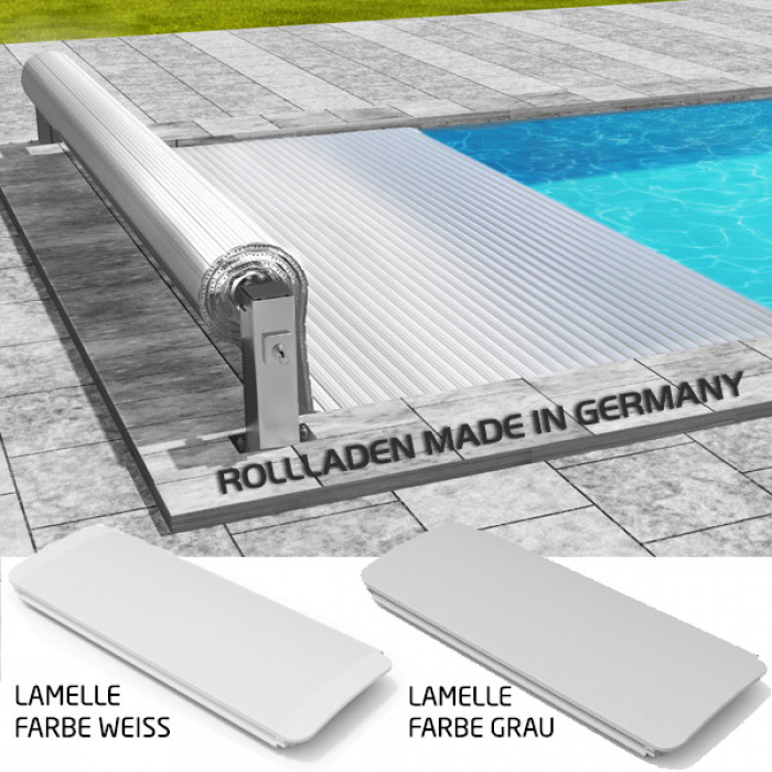 MON de PRA Lane 10 | 970x210x150cm GFK Pool Set mit Oberflur Rollladen